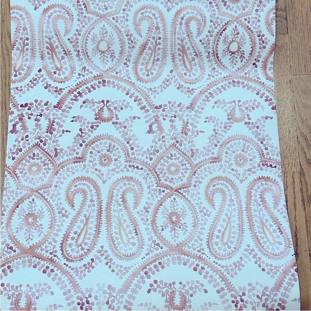 Single roll Anthropologie Lycian Wallpaper Mauve Purple White Boho Print 3 total
